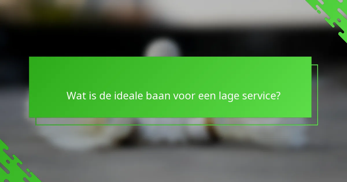 Wat is de ideale baan voor een lage service?