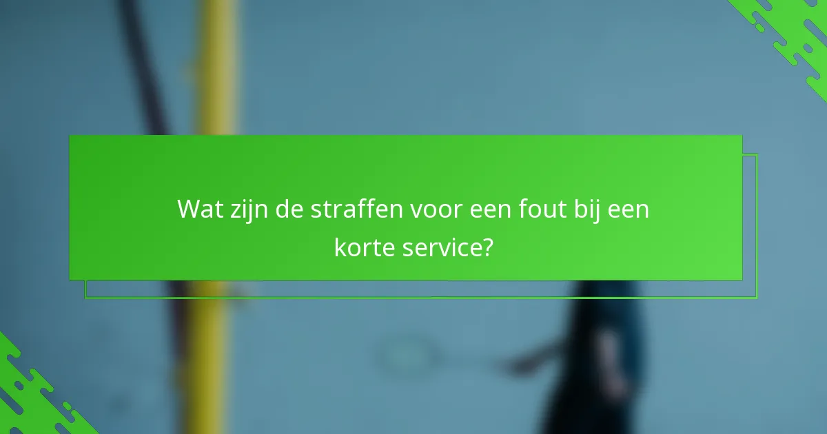 Wat zijn de straffen voor een fout bij een korte service?